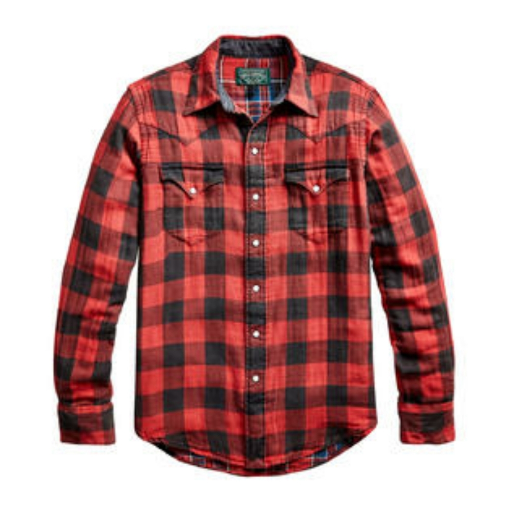 Vtg Polo Country -  Ralph Lauren Men's Pearl Snap Western Flannel Buffalo Plaid